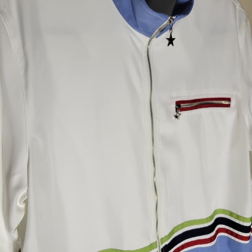 VTG Alfred Dunner Retro Striped Womens Lightweight Windbreaker Track Jacket✨️10 - Picture 3 of 16